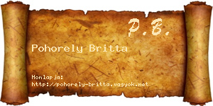 Pohorely Britta névjegykártya